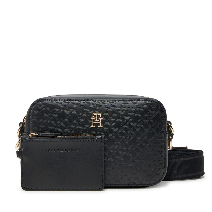 Дамска чанта Tommy Hilfiger Th Distinct Camera Bag Mono AW0AW17221 Черен цвят на ниска цена