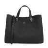 Дамска чанта Tommy Hilfiger Th Emblem Satchel AW0AW15177 Черен цвят на ниска цена