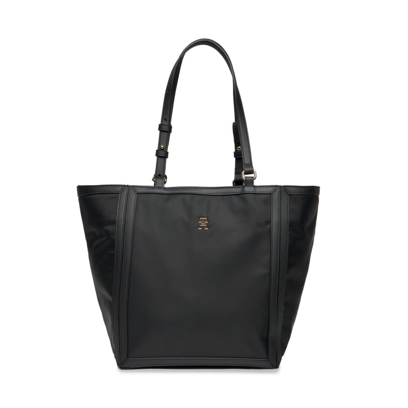 Дамска чанта Tommy Hilfiger Th Essential S Tote AW0AW15717 Черен цвят на ниска цена