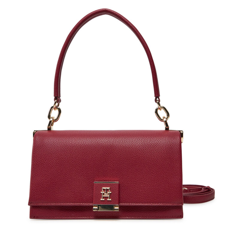 Дамска чанта Tommy Hilfiger Th Her Med Crossover AW0AW17216 Червен цвят на ниска цена
