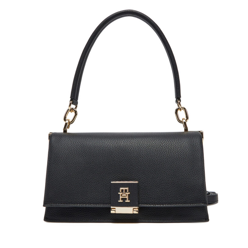 Дамска чанта Tommy Hilfiger Th Her Med Crossover AW0AW17216 Черен цвят на ниска цена
