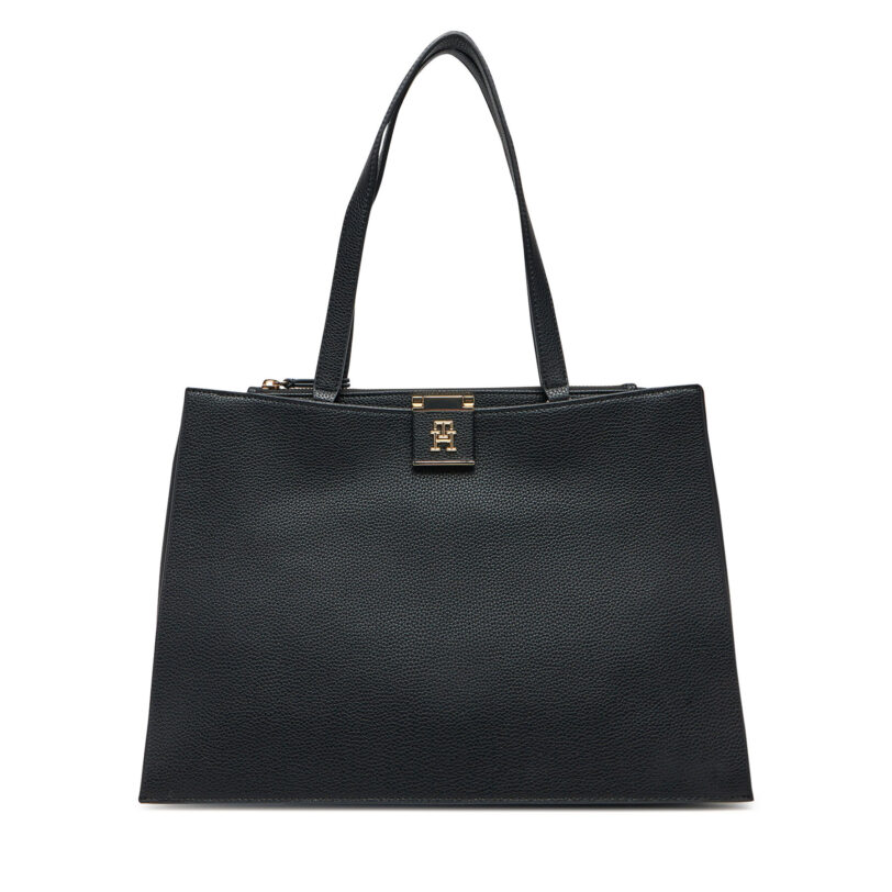 Дамска чанта Tommy Hilfiger Th Her Tote AW0AW17191 Черен цвят на ниска цена