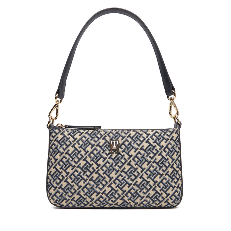 Дамска чанта Tommy Hilfiger Th Jacquard Shoulder Pouch AW0AW17828 Тъмносин цвят на ниска цена