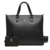 Дамска чанта Tommy Hilfiger Th Joy Satchel AW0AW16814 Черен цвят на ниска цена