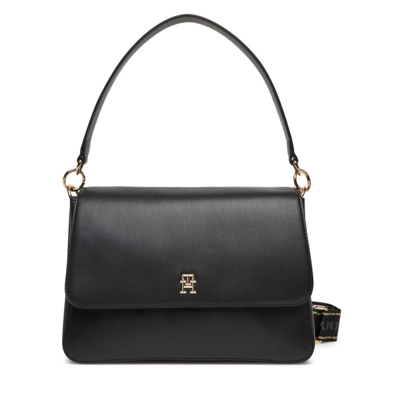 Дамска чанта Tommy Hilfiger Th Joy Shoulder Bag AW0AW16815 Черен цвят на ниска цена