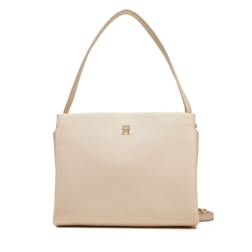 Дамска чанта Tommy Hilfiger Th Legacy Med Satchel AW0AW17173 Екрю цвят на ниска цена