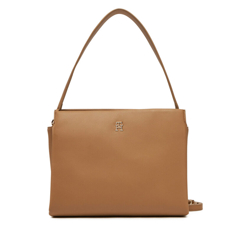 Дамска чанта Tommy Hilfiger Th Legacy Med Satchel AW0AW17173 Кафяв цвят на ниска цена