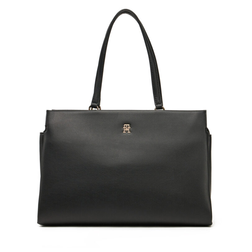Дамска чанта Tommy Hilfiger Th Legacy Tote AW0AW17197 Черен цвят на ниска цена
