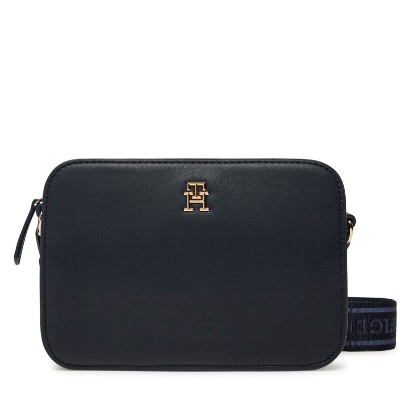 Дамска чанта Tommy Hilfiger Th Logotape Camera Bag AW0AW17229 Тъмносин цвят на ниска цена