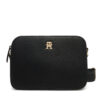 Дамска чанта Tommy Hilfiger Th Logotape Camera Bag AW0AW17229 Черен цвят на ниска цена