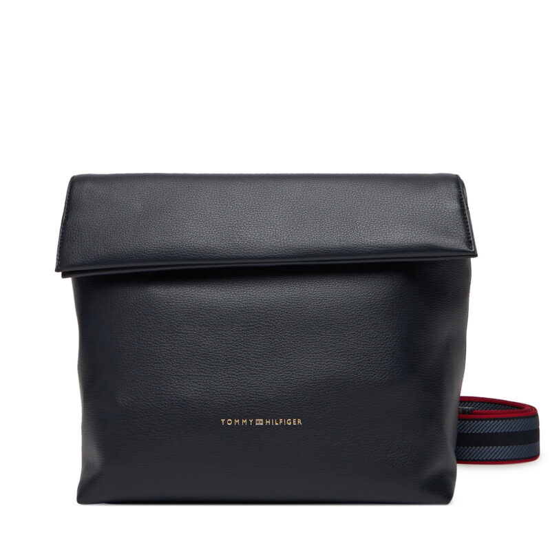 Дамска чанта Tommy Hilfiger Th Logotape Med Crossover AW0AW17692 Тъмносин цвят на ниска цена