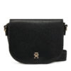 Дамска чанта Tommy Hilfiger Th Logotape Saddle Bag AW0AW17184 Черен цвят на ниска цена