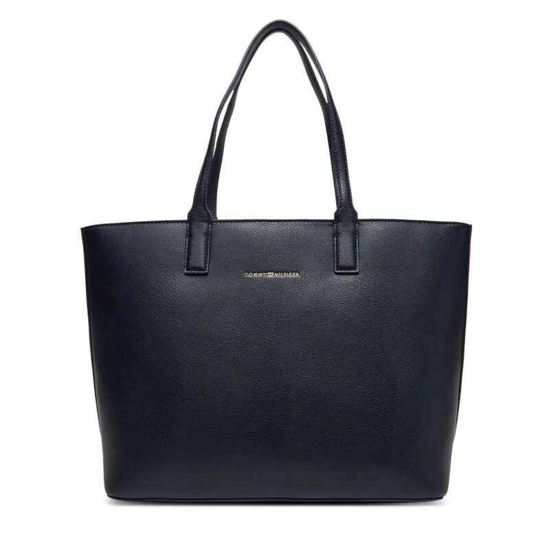 Дамска чанта Tommy Hilfiger Th Logotape Tote AW0AW17449 Тъмносин цвят на ниска цена