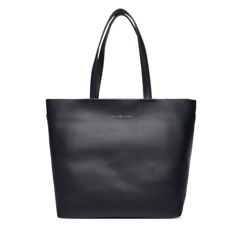 Дамска чанта Tommy Hilfiger Th Logotape Tote AW0AW17693 Тъмносин цвят на ниска цена