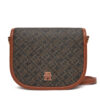 Дамска чанта Tommy Hilfiger Th Monoplay Leather Saddle Bag AW0AW17414 Черен цвят на ниска цена