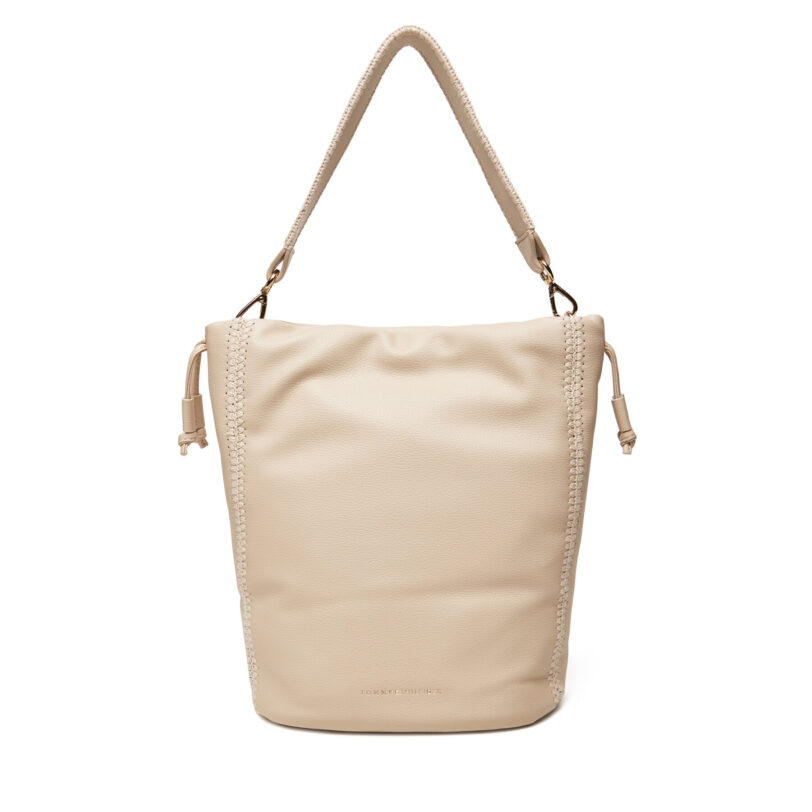 Дамска чанта Tommy Hilfiger Th Soft Summer Bucket AW0AW17540 Бежов цвят на ниска цена
