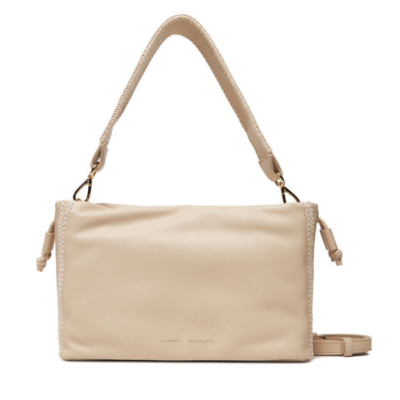 Дамска чанта Tommy Hilfiger Th Soft Summer Mini Bucket AW0AW17541 Бежов цвят на ниска цена