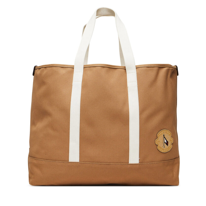 Дамска чанта Tommy Hilfiger Th Summer Tote AM0AM13557 Кафяв цвят на ниска цена