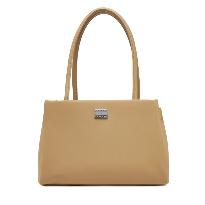 Дамска чанта Tommy Jeans Tjw American Cool Med Tote AW0AW17297 Бежов цвят на ниска цена