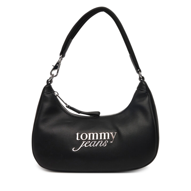 Дамска чанта Tommy Jeans Tjw Bold Script Shoulder Bag AW0AW17895 Черен цвят на ниска цена