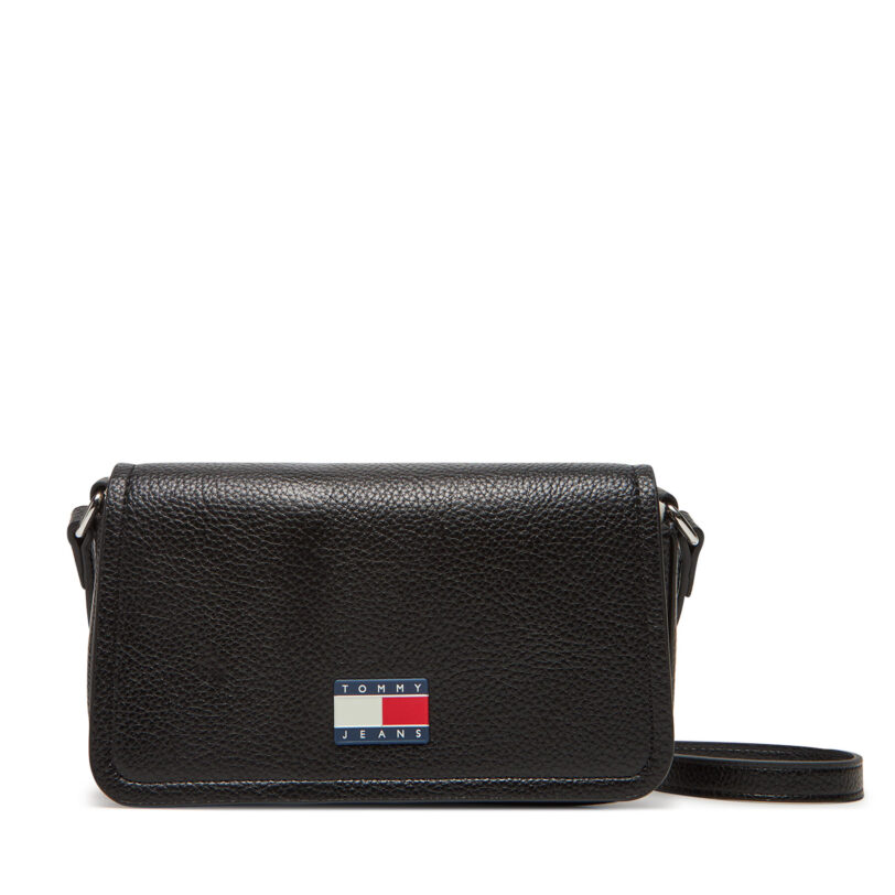 Дамска чанта Tommy Jeans Tjw Must Flap Crossover AW0AW17553 Черен цвят на ниска цена