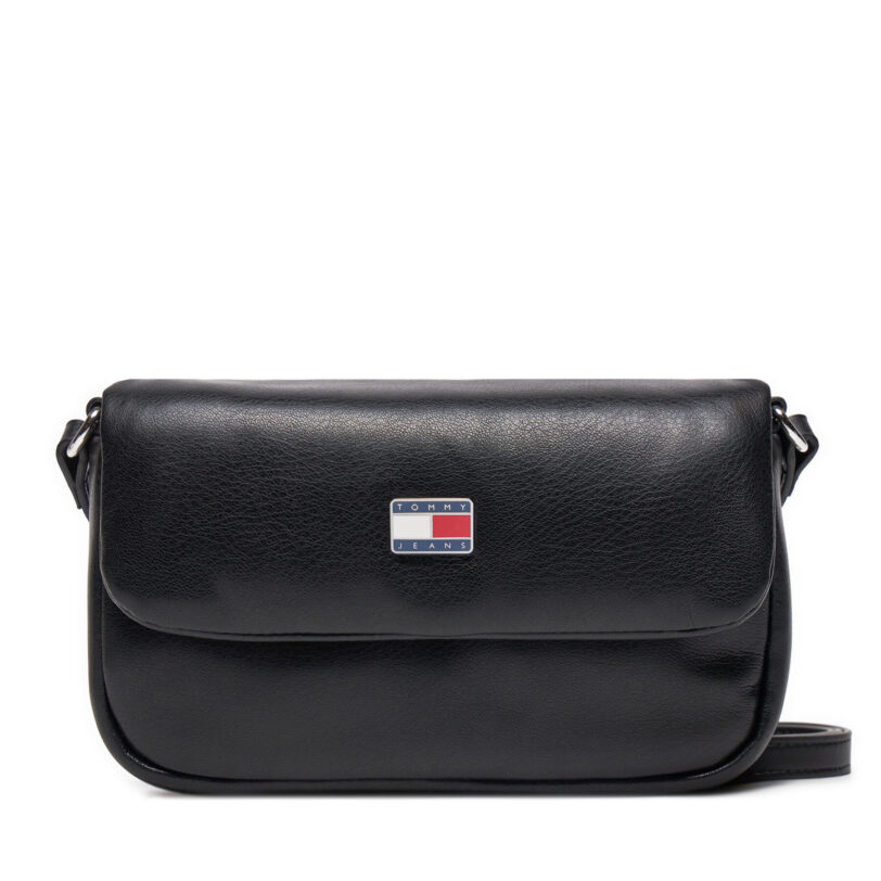 Дамска чанта Tommy Jeans Tjw Pillow Flap Crossover AW0AW16978 Черен цвят на ниска цена