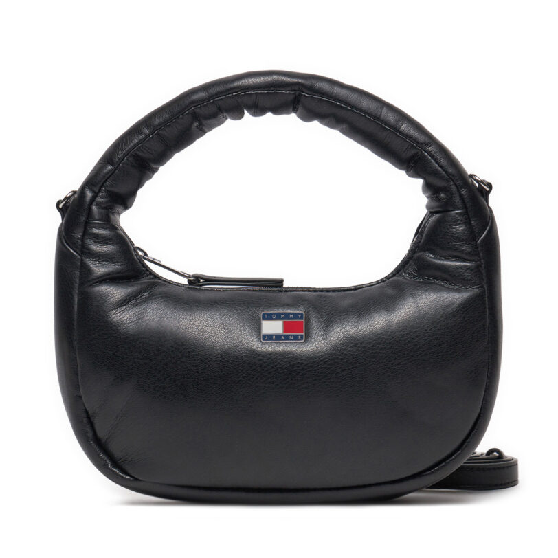 Дамска чанта Tommy Jeans Tjw Pillow Mini Hobo AW0AW16976 Черен цвят на ниска цена