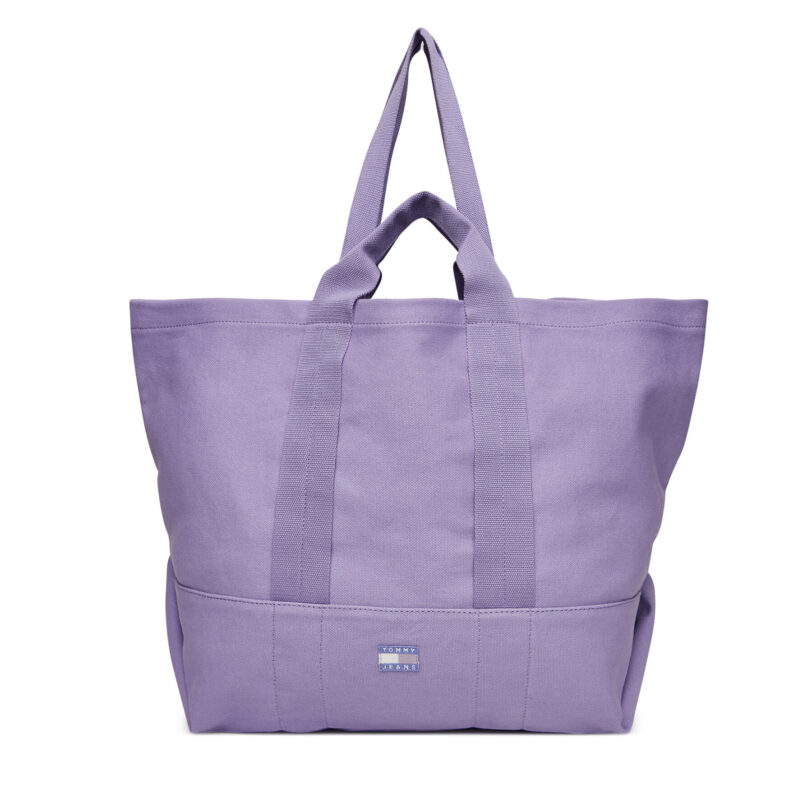 Дамска чанта Tommy Jeans Tjw Tote Edition Canvas AW0AW17542 Виолетов цвят на ниска цена