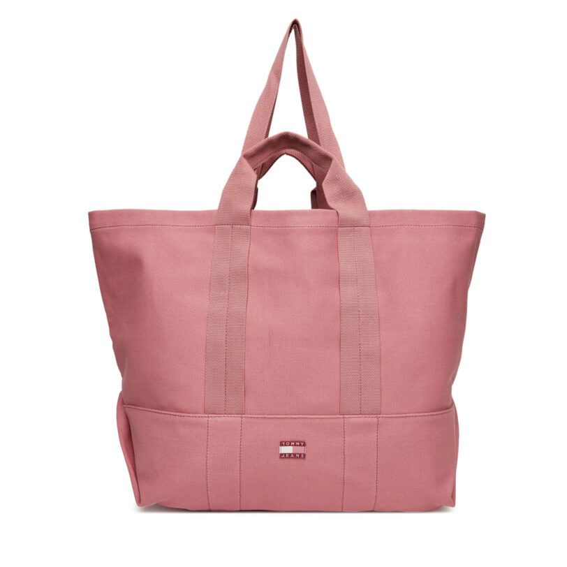 Дамска чанта Tommy Jeans Tjw Tote Edition Canvas AW0AW17542 Розов цвят на ниска цена