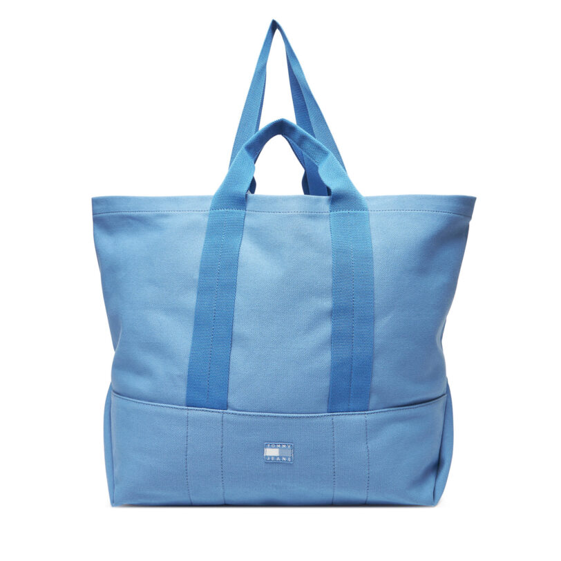 Дамска чанта Tommy Jeans Tjw Tote Edition Canvas AW0AW17542 Син цвят на ниска цена