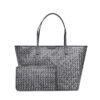 Дамска чанта Tory Burch Basketweave Tote 145634 Сив цвят на ниска цена