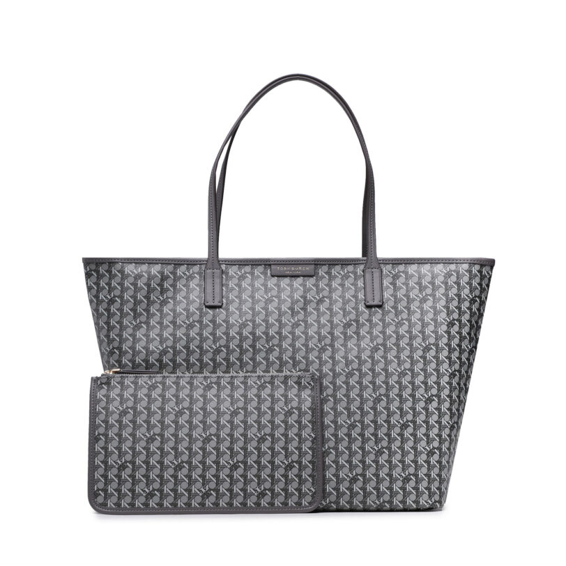 Дамска чанта Tory Burch Basketweave Tote 145634 Сив цвят на ниска цена
