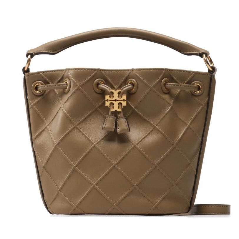 Дамска чанта Tory Burch Fleming Soft Bucket Bag 142565 Кафяв цвят на ниска цена
