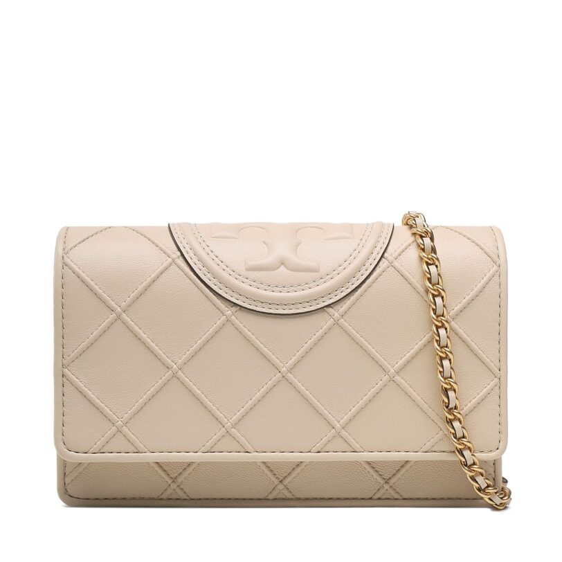 Дамска чанта Tory Burch Fleming Soft Chain Wallet 138853 Бежов цвят на ниска цена