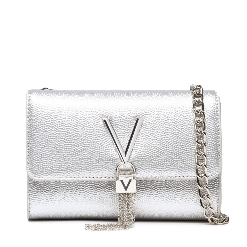 Дамска чанта Valentino Divina VBS1R403G Сребрист цвят на ниска цена