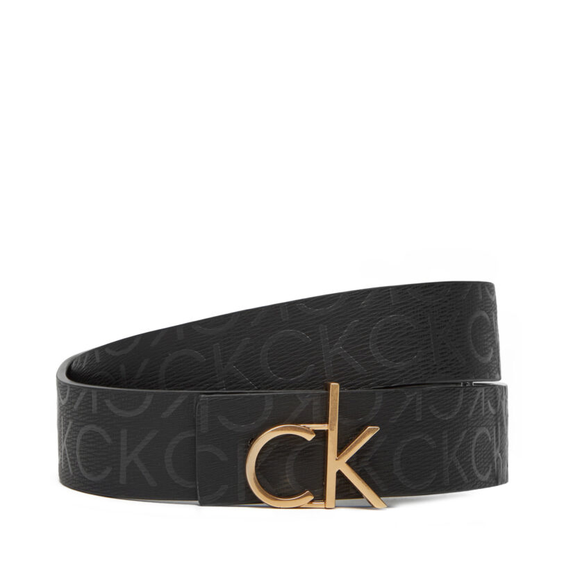 Дамски колан Calvin Klein Ck Buckle Reversible Belt 30Mm Mono LV04F7038G Черен цвят на ниска цена