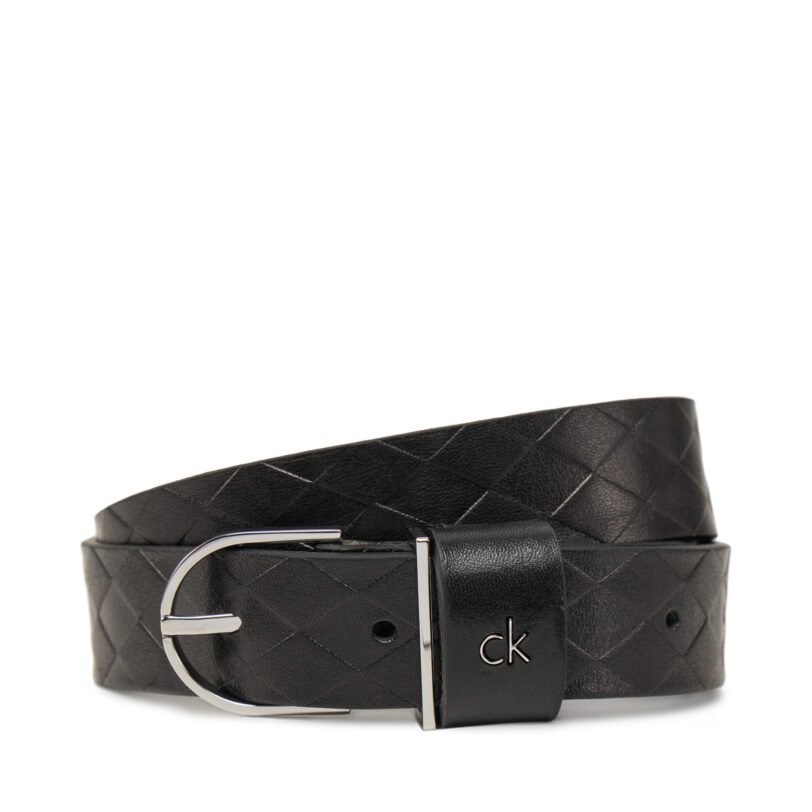 Дамски колан Calvin Klein Ck Metal Round Buckle 2.5_Braid K60K613152 Черен цвят на ниска цена