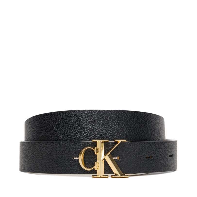 Дамски колан Calvin Klein Facet Ck Buckle 25Mm Pebble Rev/ LV04F7044G Черен цвят на ниска цена