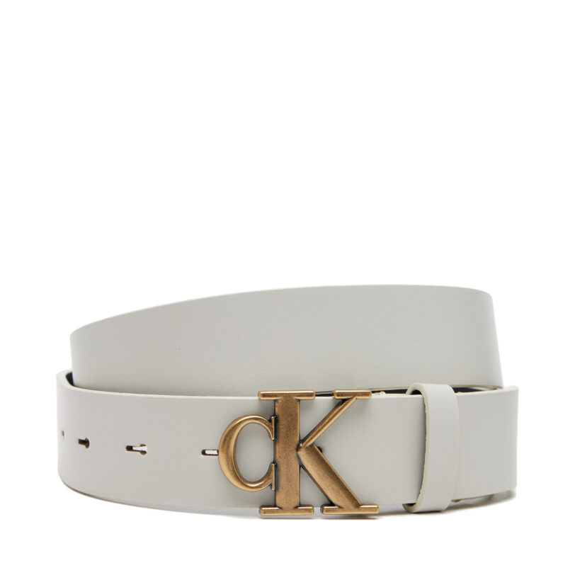 Дамски колан Calvin Klein Jeans Monogram Placque Buckle 30Mm LV04K7002G Бял цвят на ниска цена