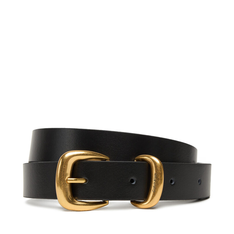 Дамски колан Calvin Klein Sarah 2 Piece Logo Buckle Belt LV04K7012G Черен цвят на ниска цена