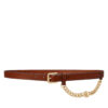Дамски колан LAUREN RALPH LAUREN Logo-Chain Leather Skinny Belt 412968767001 Кафяв цвят на ниска цена