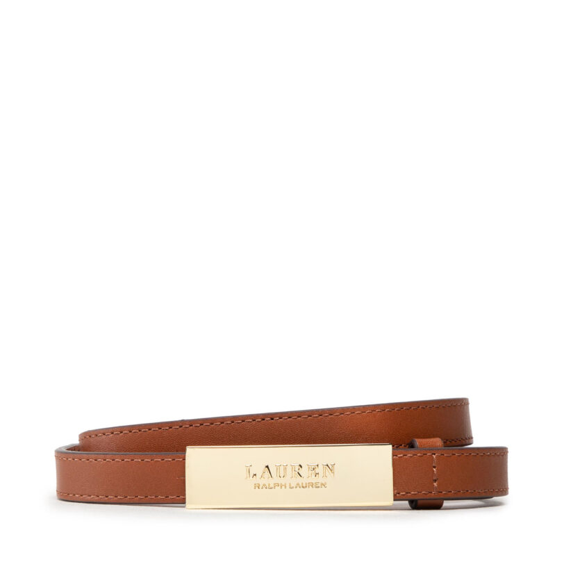 Дамски колан Lauren Ralph Lauren New Plaque 412873090002 Кафяв цвят на ниска цена