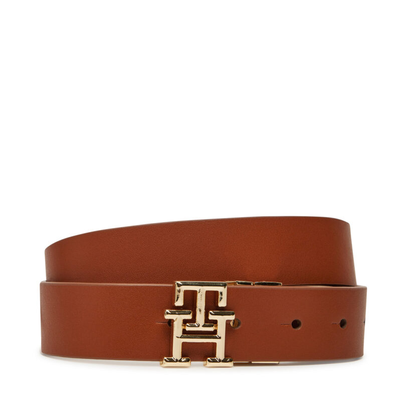 Дамски колан Tommy Hilfiger Th Logo Rev 3.0 AW0AW17247 Кафяв цвят на ниска цена