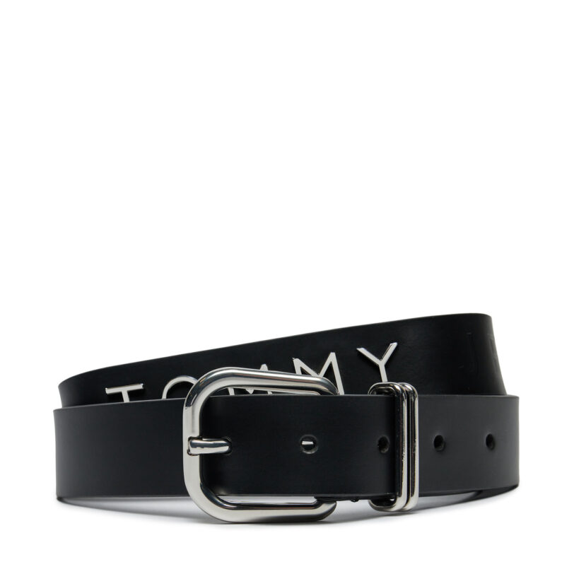 Дамски колан Tommy Jeans Tjw Bold Leather 3.0 AW0AW16255 Черен цвят на ниска цена