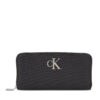 Дамски портфейл Calvin Klein Jeans Minimal Monogram Zip Around T K60K611269 Черен цвят на ниска цена