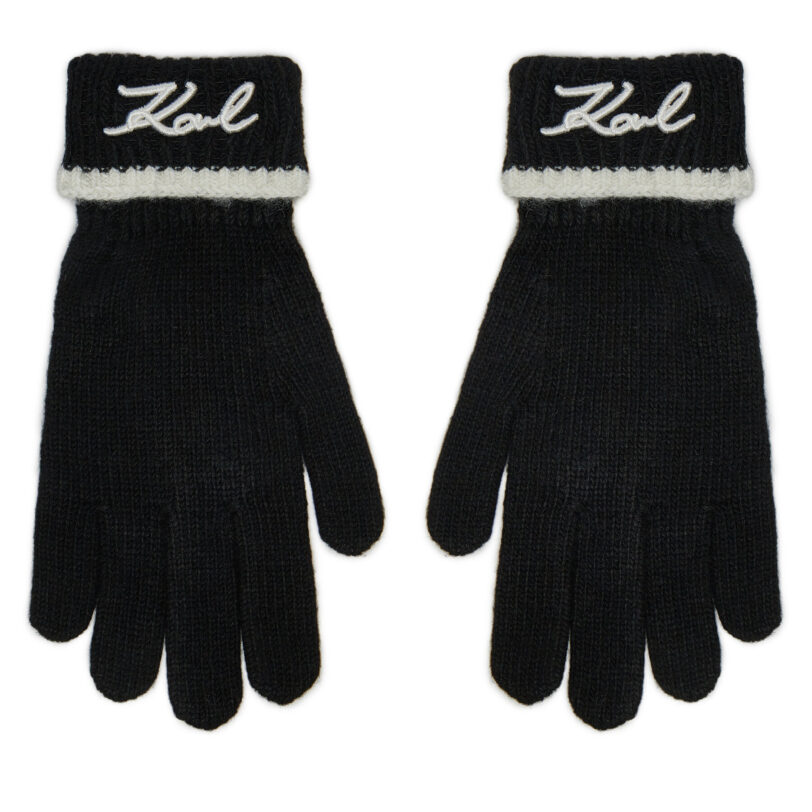 Дамски ръкавици KARL LAGERFELD 246W3601 Черен цвят на ниска цена