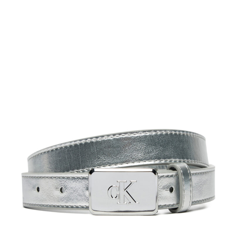 Детски колан Calvin Klein Jeans Metallic Buckle Belt IU0IU00666 Сребрист цвят на ниска цена