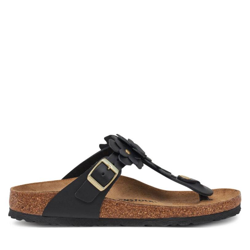 Джапанки Birkenstock Gizeh Flowers 1026719 Черен цвят на ниска цена