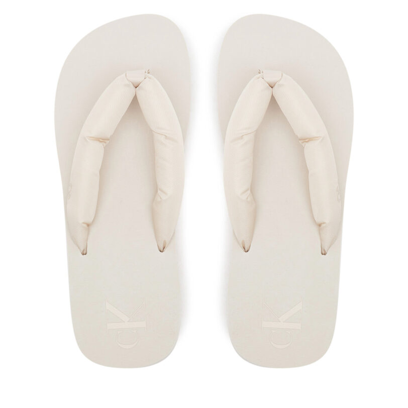 Джапанки Calvin Klein Jeans Beach Sandal Flatform Ttxr Satin YW0YW01723 Бежов цвят на ниска цена