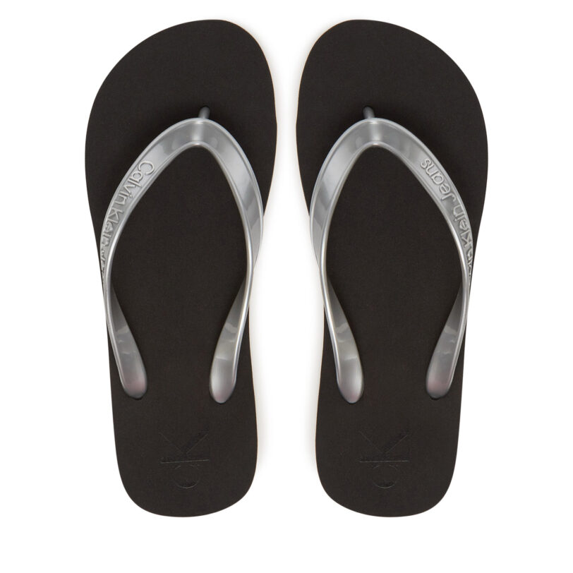 Джапанки Calvin Klein Jeans Beach Sandal Monologo Tpu YW0YW01719 Сребрист цвят на ниска цена